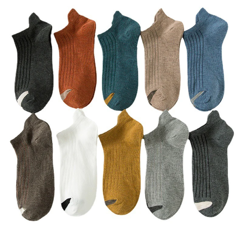 

5 Pairs Fashion Men Socks Spring Summer Cotton Men's Boat Socks Breathable Comfortable Ankle Socks Men Invisible Socks