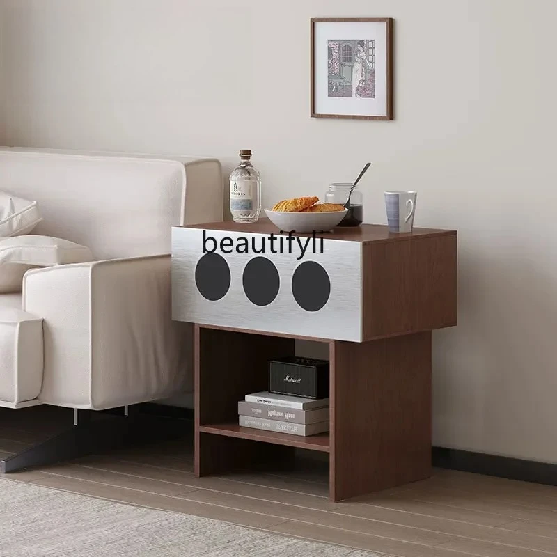 

Medieval bedside table, light luxury high-end bedroom bedside replacement creative small apartment sofa side few