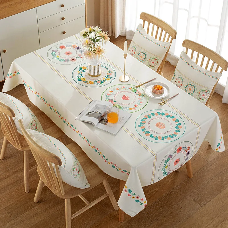 Nordic Tablecloth Fabric Art Small Fresh Ins Pastoral Style Waterproof and Oil Resistant Tea Table Tablecloth Rectangular Nappe