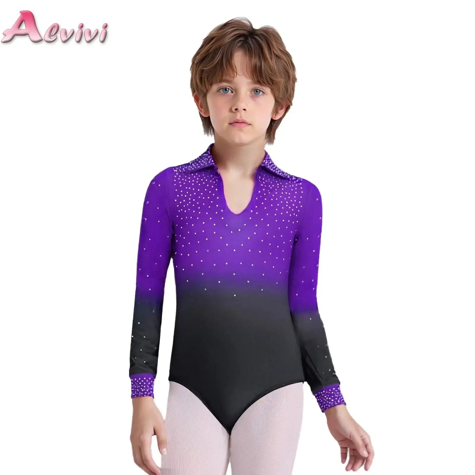 

Children Dance Wear Long Sleeve Gradient Color Ballet Gymnastics Jersey Leotard For Boys Fitness Jumpsuit Kids Latin Unitard