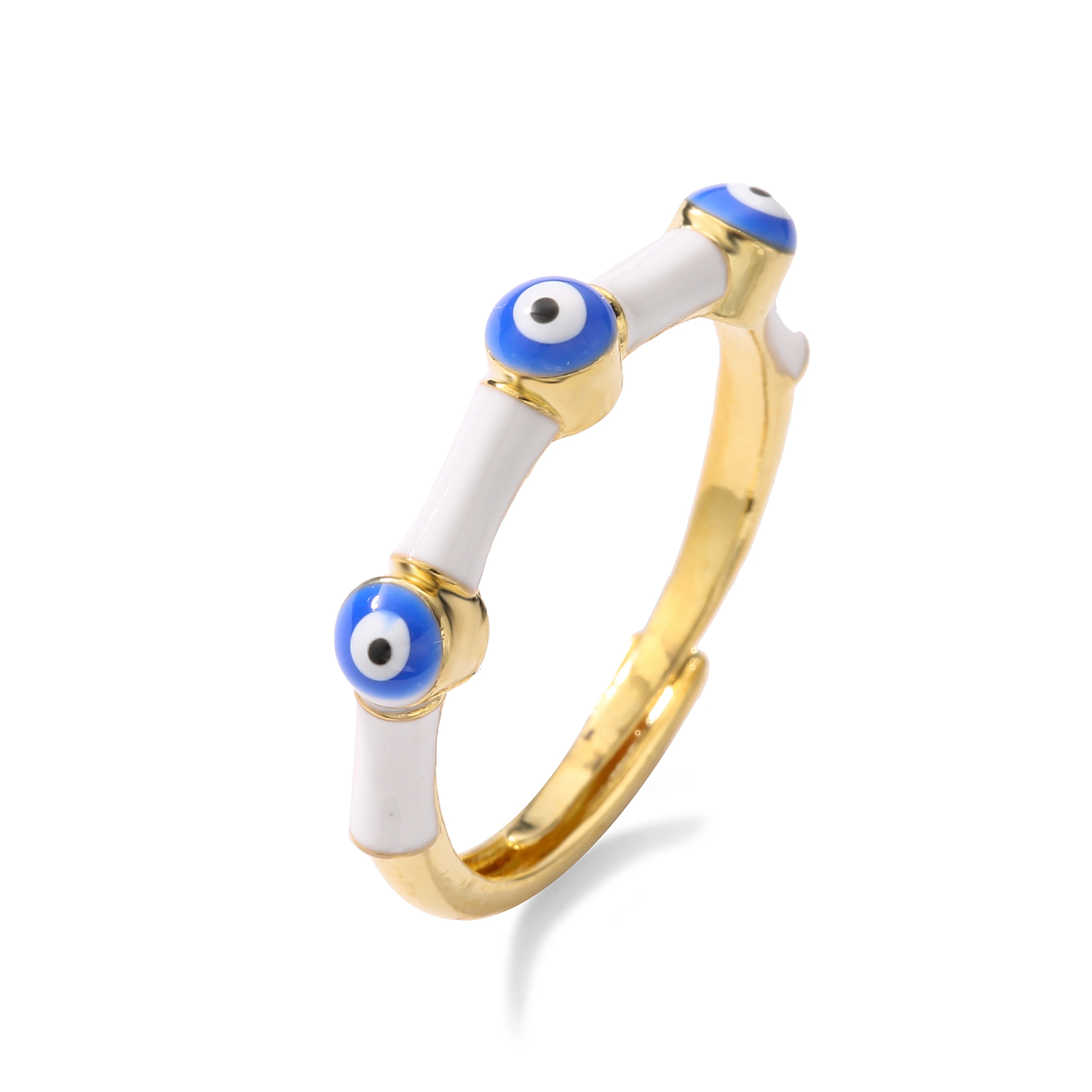 HECHENG,Lucky Evil Eye Zircon Open Rings For Women Vintage Colorful Enamel Love Heart Demon Eyes Finger Rings Party Jewelry