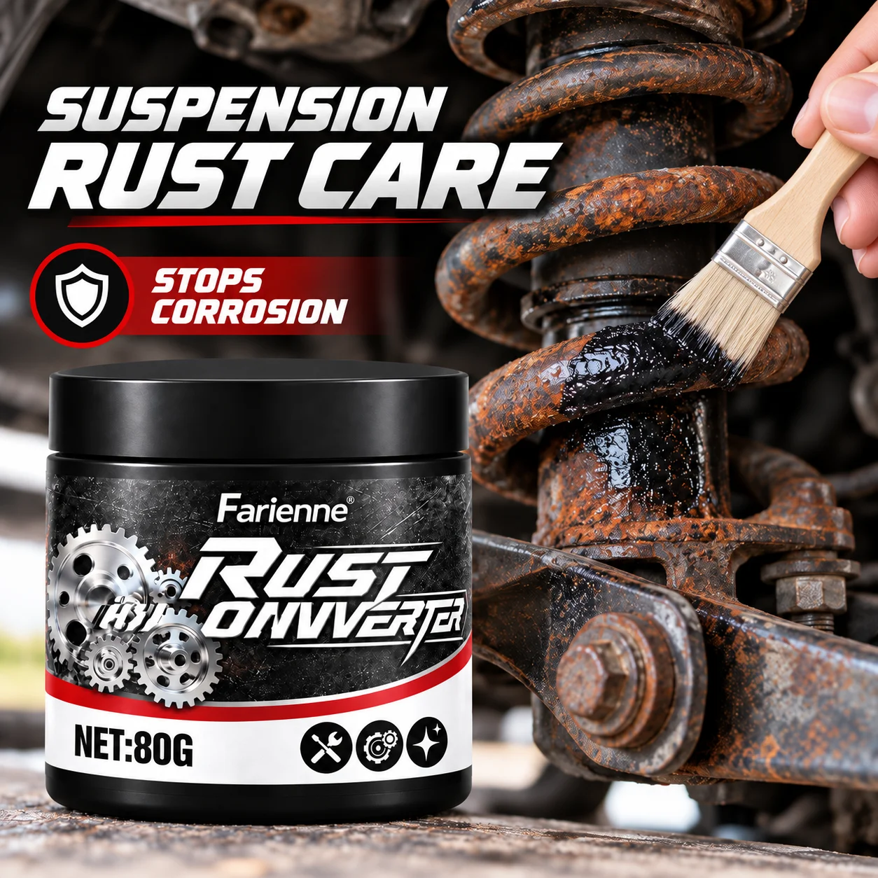 Farienne Rust Converter Car Chassis Rust Protection Paste Underbody Coating Anti Rust Grease For Suspension Brake Parts 80G