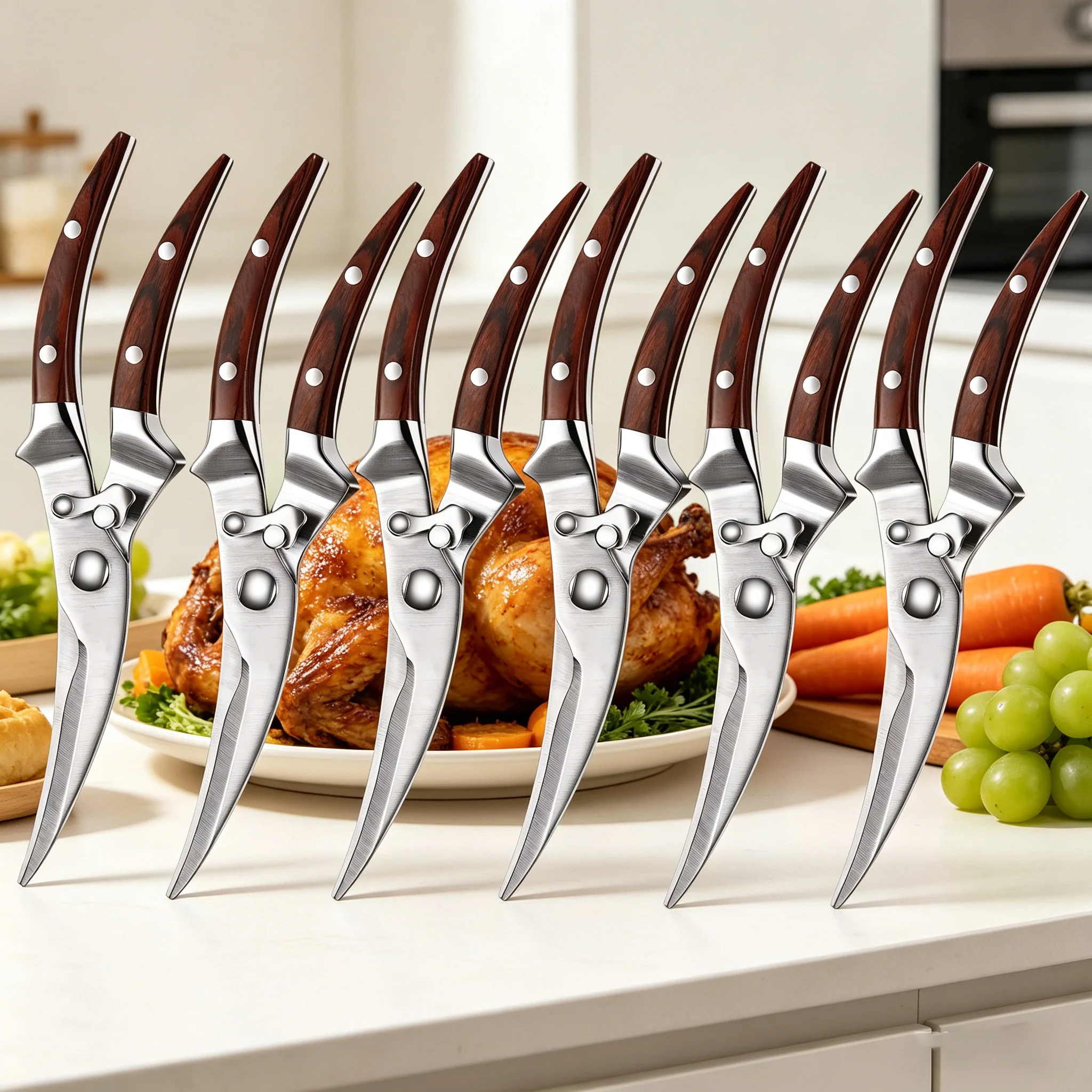 1/2/3/4/5/6PCS，Kitchen Cooking Scissors Chicken Bone Scissors Kitchen Dismantling Chicken Duck Goose Bones Scissors Tools