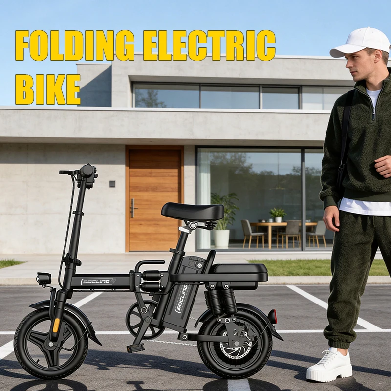 G11-Mini Electric City Bike, 14-Inch Folding 48V Battery-500W Motor, Electric Bike for Adults, Rear Disc Brake with 4/10 Shock Absorptions Models Optional, for Adults,College Students, Commuters & Urban Riding E-Bike image 6