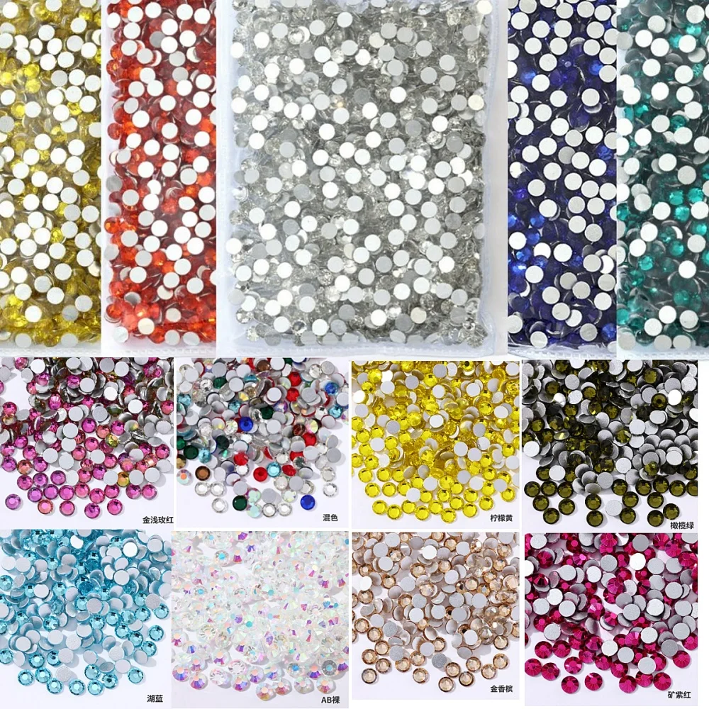 

big bag SS6-SS30 Bulk Package Wholesale Flatback Clear Crystal Non Hotfix Rhinestones For DIY for nail decorationArt