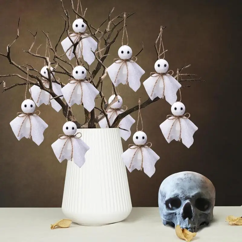 Halloween Ghost Pendant 1/6/12Pcs Non-Fading Cute Ornament for Halloween Party Window Porch Decoration