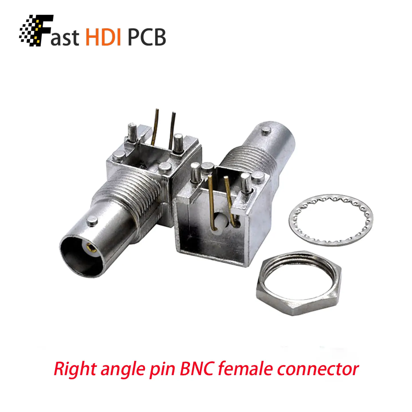BNC Female Right Angle PCB Mount Connector BNC-KWE 50 Ohm 12mm Thread Diameter for CCTV Camera Video Surveillance Security
