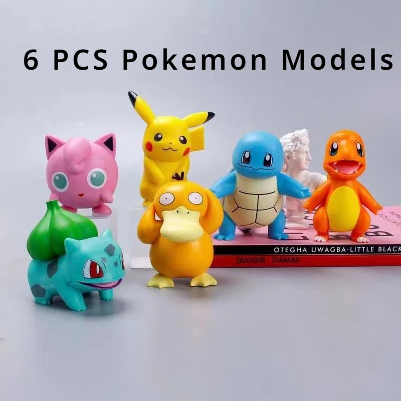 6 adet Pokemon Anime figürü oyuncaklar Pikachu charmtle Charmander dekorasyon süsler Action Figure araba aksesuarları çocuk hediyesi