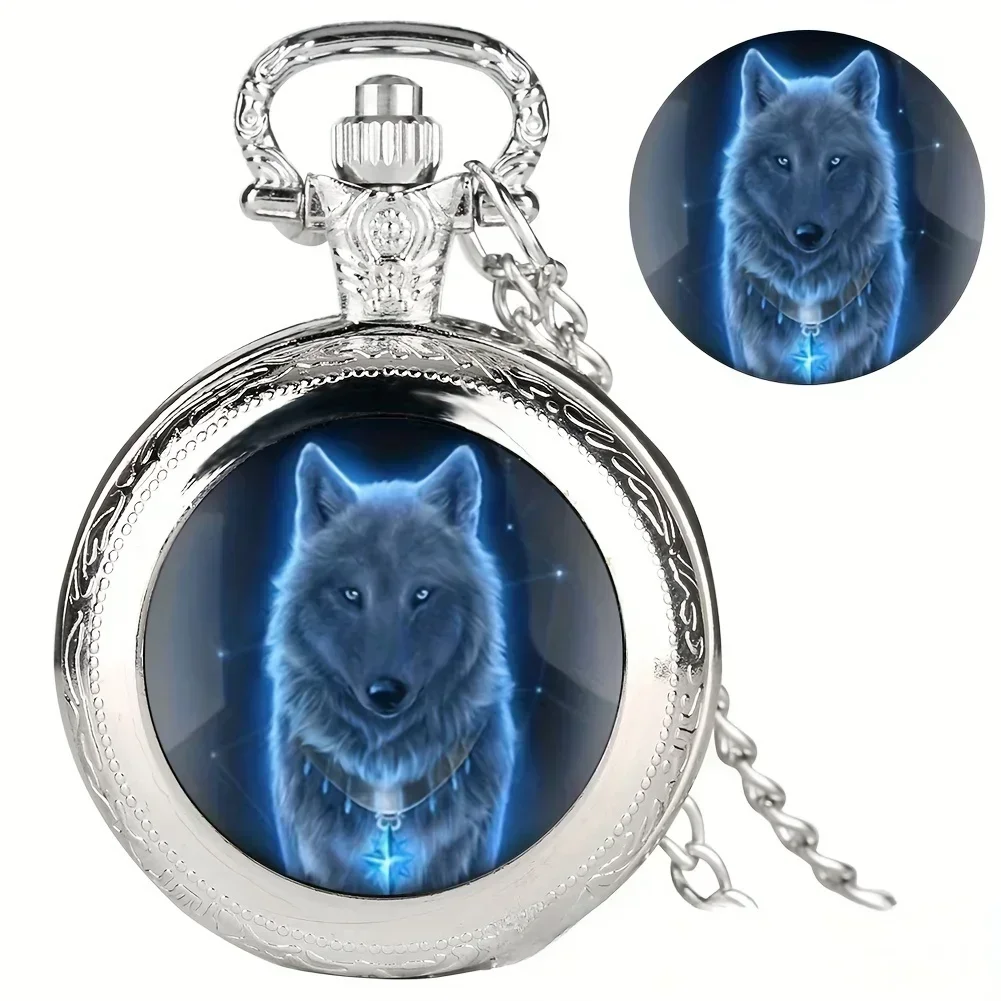 1pc Retro Wolf Pocket Watch, Unique Pendant Clock, Gift For Men And Women