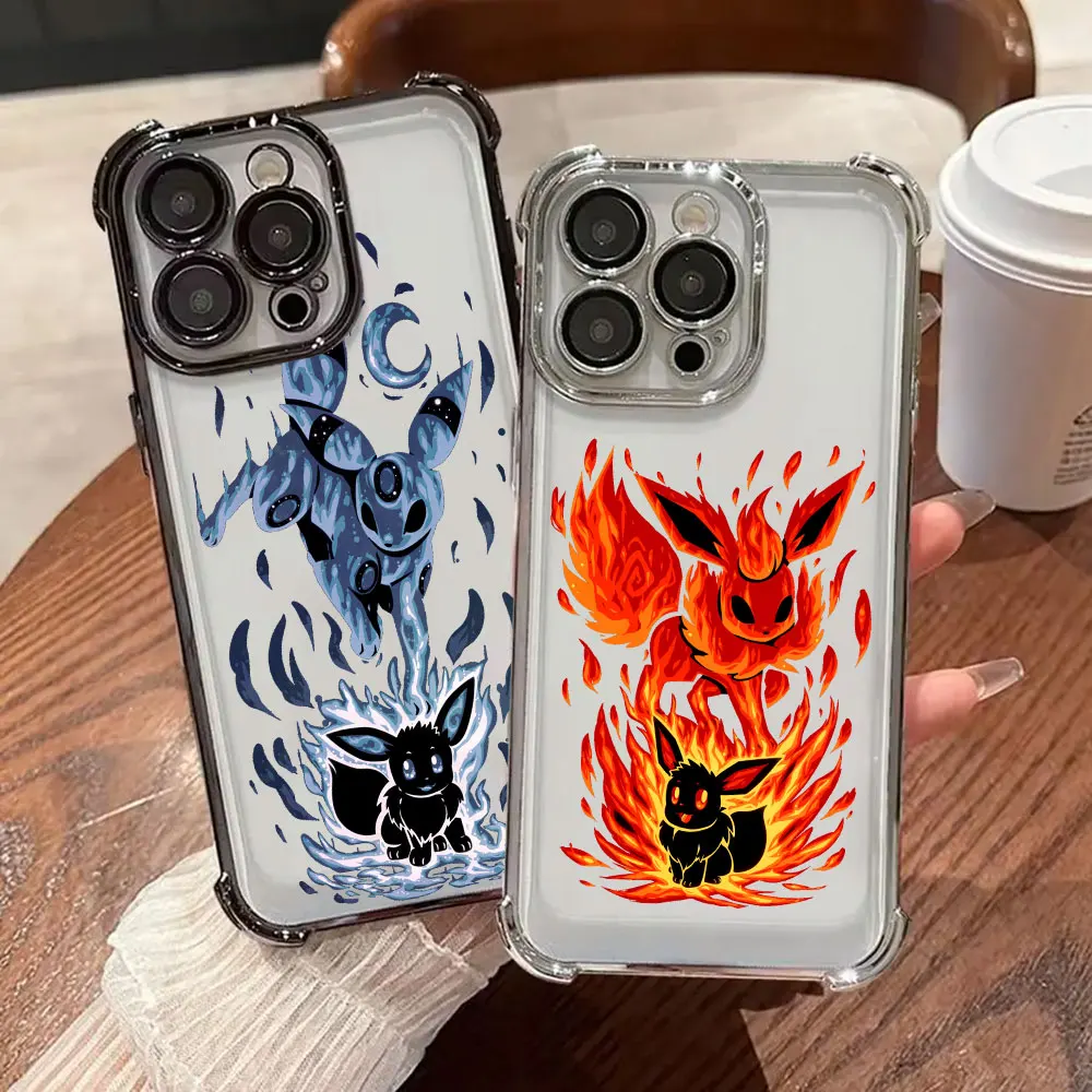 Umbreons Eevees P-Pokemons Anime Phone Case For iPhone 18 13 15 16 17 Pro Max 14 Plus 11 17Air 16 E 18Pro Shockproof Clear Cover