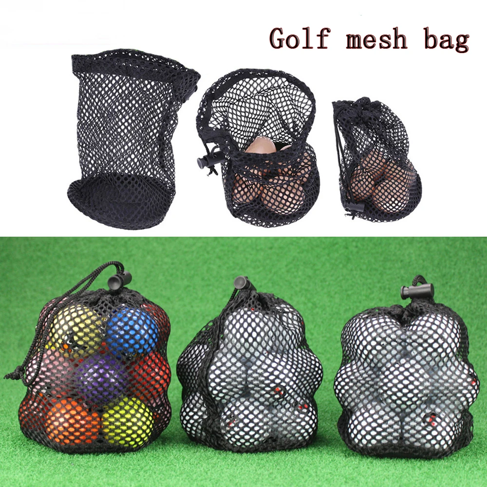 for Gym Black Sports Mesh Net 16/32/56 Ball Carrying Bag Golf Mesh Bag Drawstring Pouch Golf Ball Bags Golf Storege Bag