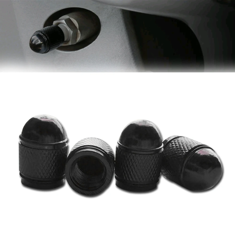 

4pcs Car Truck Air Port Cover Tire Rim Valve Wheel Stem Cap Black Aluminum Nipple Bullet Caps Parts Car Exterior Accessories