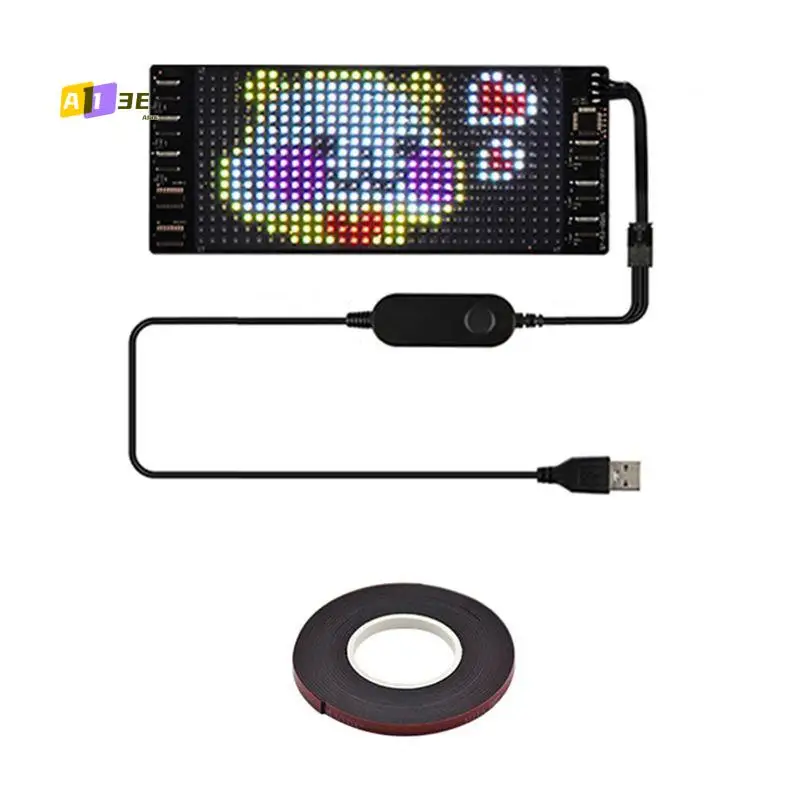 Pannello pixel A13E-LED, modulo LED flessibile USB 5V Display di animazione testo a scorrimento RGB, APP Bluetooth, 16X32 LED 7X17 cm Facile da usare