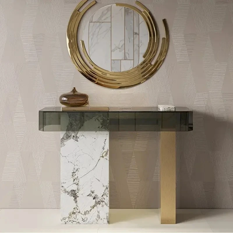 

Постмодернистские легкие роскошные консольные минималистичные итальянские мраморные консольные столы, стол для прихожей