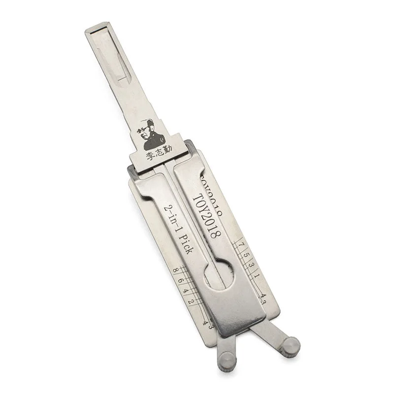 Original Lishi TOY2018 2 in 1 Lock Pick Decoder Ignition Car Door Open for New T-oyota Models Vertical Milling