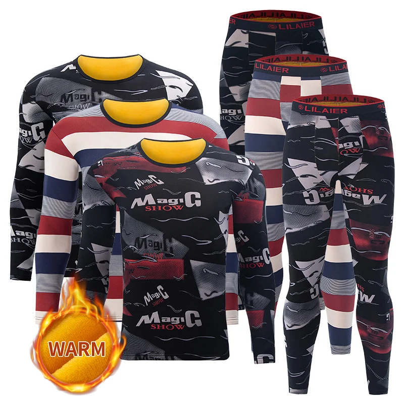 2-piece plus size men's velvet underwear suit comfortable and fashionable printed padded underwear home service set pajamas