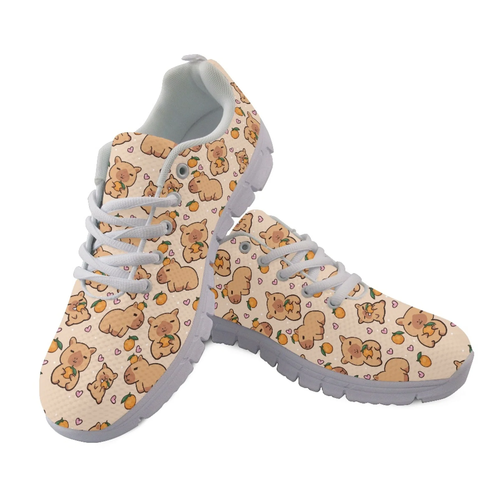 Coloranimal Lemon-Float-Capybara New Arrival Walking Shoes Mens Athletic Sneakers Lace-up Fitness Sneakers for Women