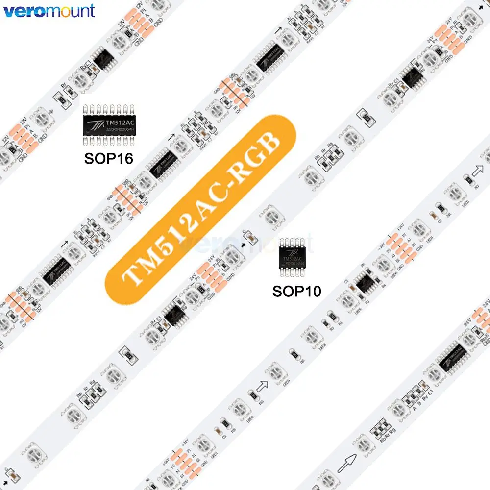 5m DC12V 24V 5050 SMD RGB Pixel LED Strip DMX512 TM512AC IC SOP10 SOP16 Digital Programmable Full Color LED Light 10 12mm PCB