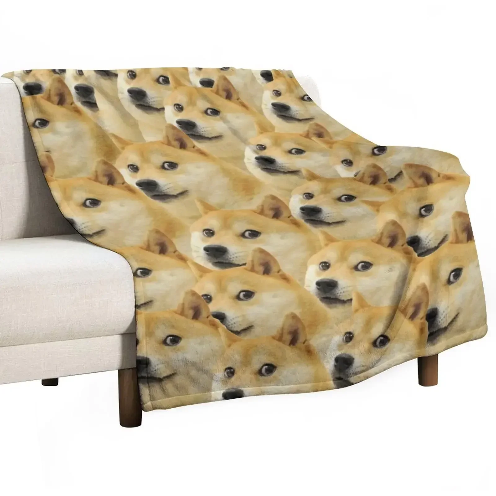 Doge WOW Pattern Shiba Inu Doggo dog meme montage HD High Quality Online Store Throw Blanket Retros For Baby Shaggy Blankets