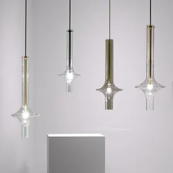 Modern nordic long tube light Luxury Glass Pendant Light Loft Kitchen Bedroom Lamps Pendant Suspension Luminaire