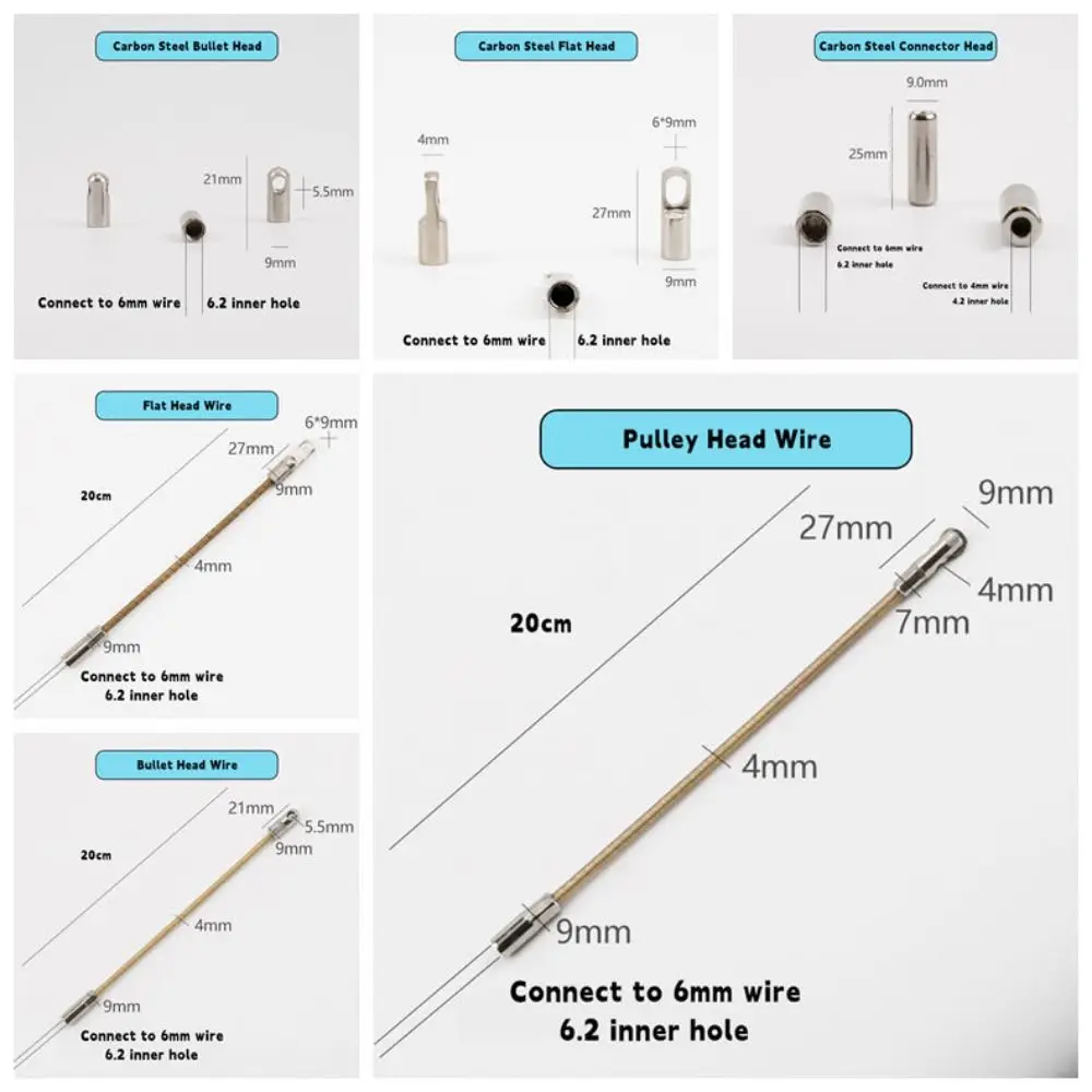 Carbon Steel Wire Puller Connector Head Connect To 6mm Wire Cable Puller Accessories Automatic Thread Guide Electrician Tools