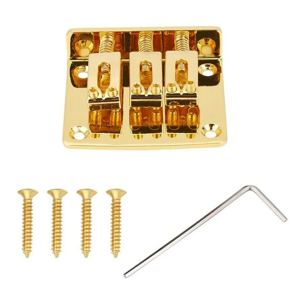 

Metal Fixed Hardtail Saddle Bridge for 3 String/4 String Cigarbox Guitar Bass Ukulele CR/GD