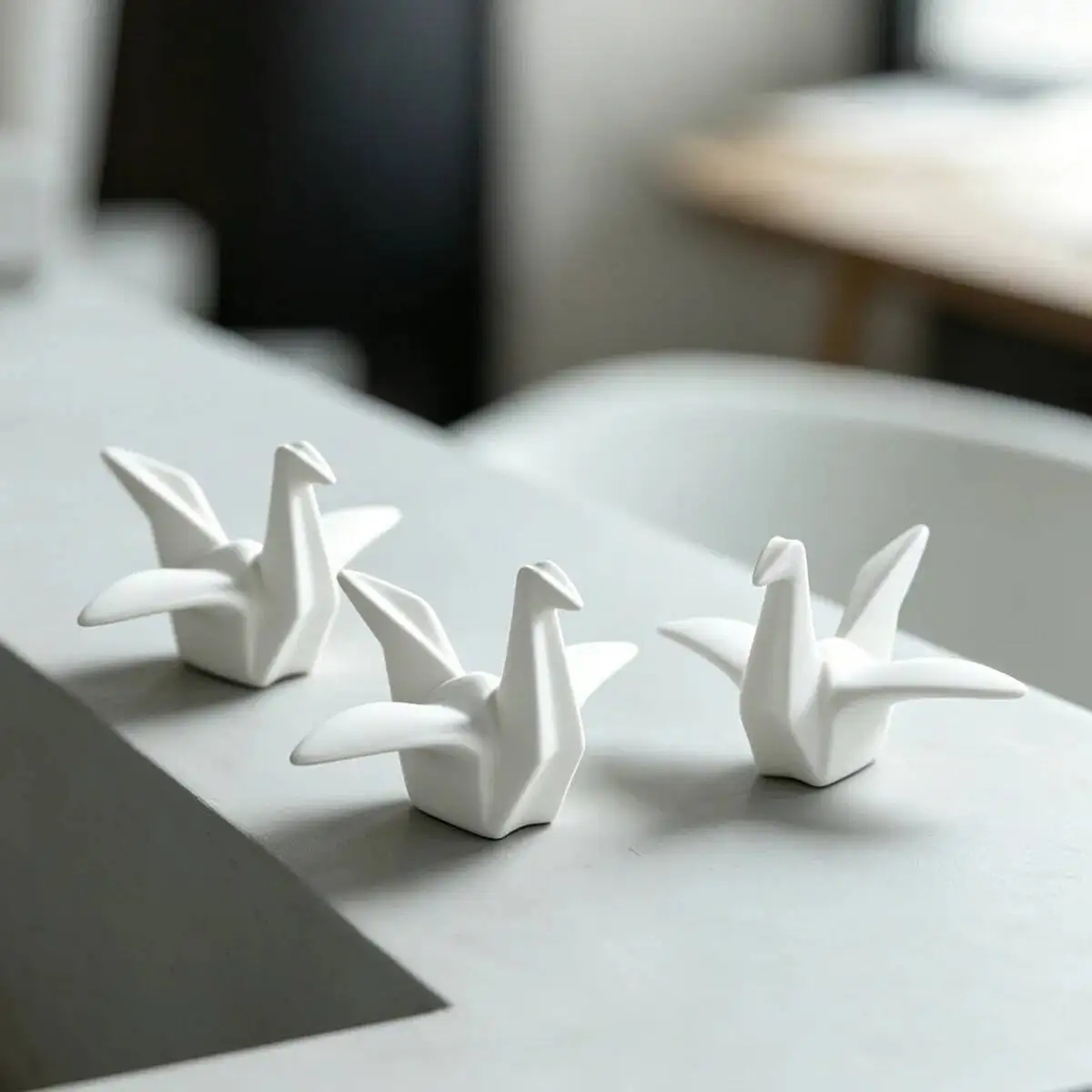 Creative White Ceramic Paper Cranes Geometric Origami Decorative Item Paper Crane Handicrafts Home Decoration Accessories
