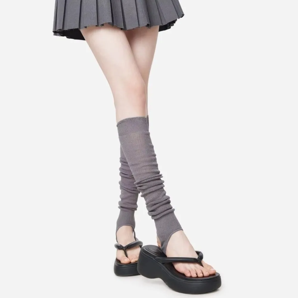 Fashion Slim Fit Combed Cotton Socks Breathable Solid Color Thin Leg Socks Seamless Women's Socks