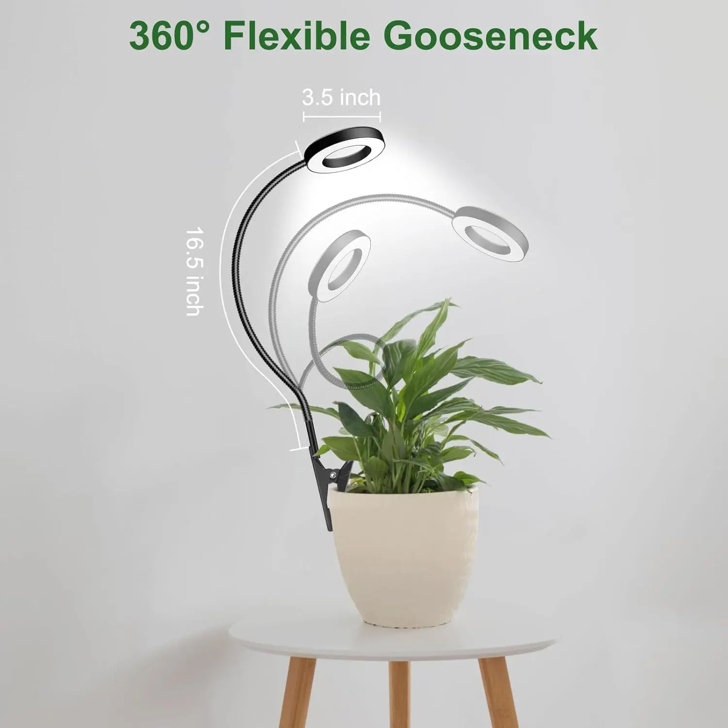 Plants Growth Light Indoor Full Spectrum LED Plant Light with Automatic On/Off Timer Dimmable 360°Adjustable Gooseneck Light