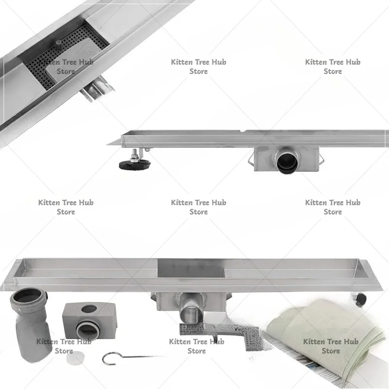 Invisible deodorant extended bathroom shower room stainless steel floor drain brushed rectangular large displacement