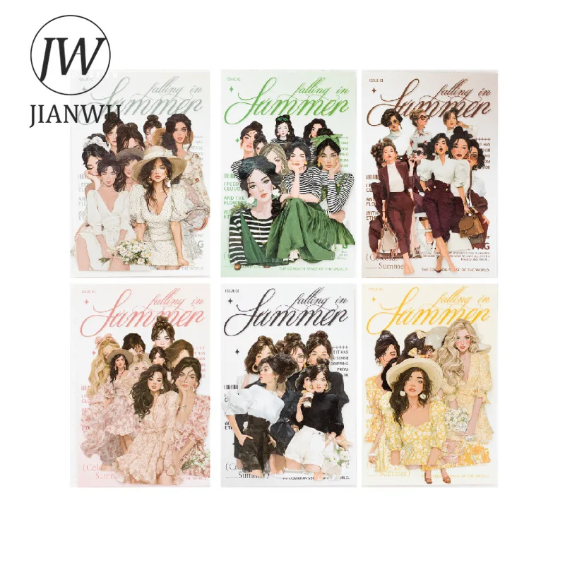 JIANWU Falling Into Summer Series Vintage Character Landscape Material Collage Scrapbook Sticker Creative DIY Journal Stationery view 5