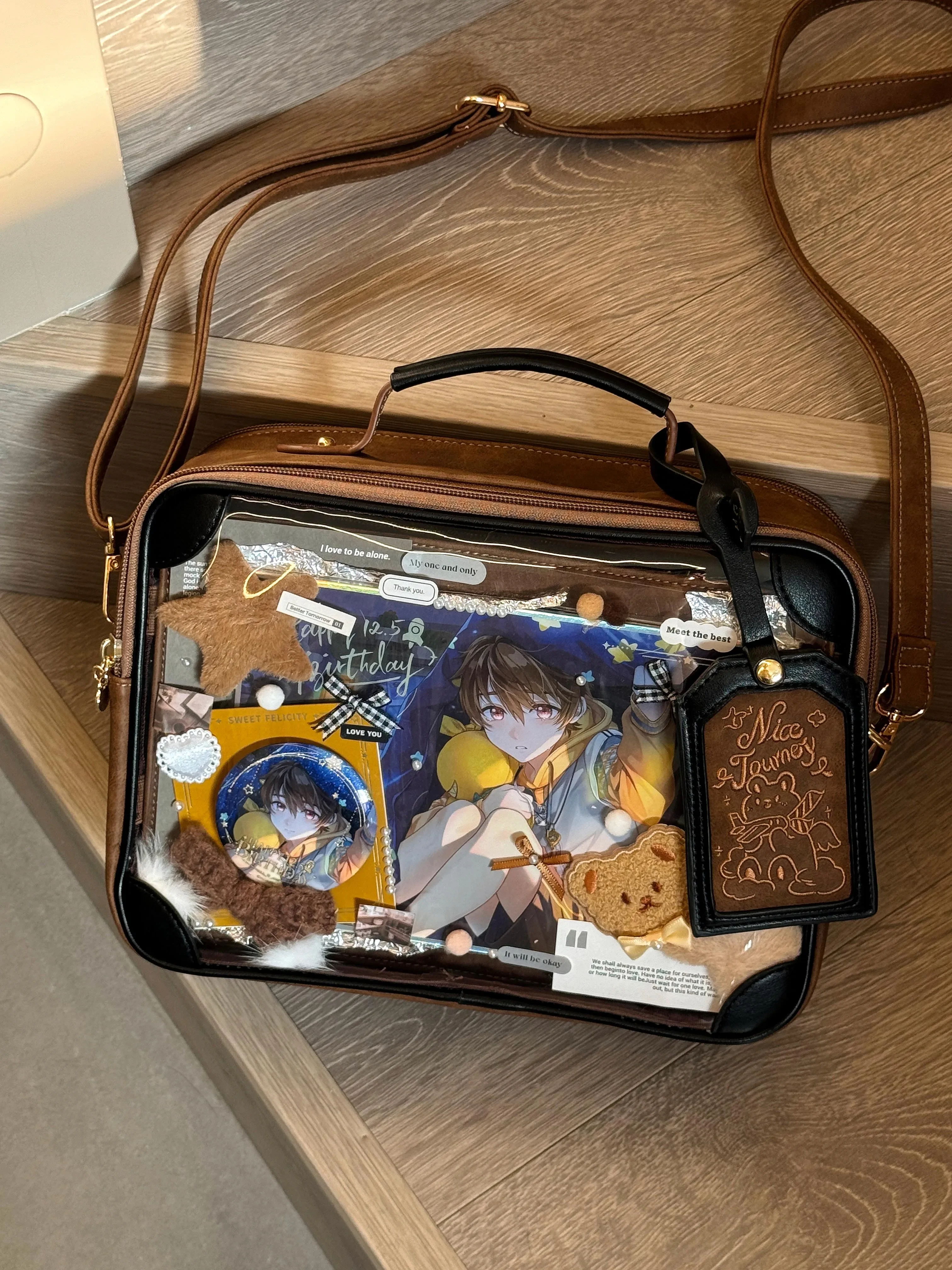 Cute Transparent Versatile Shoulder Bag Itabag japanese Crossbody Handbags Women PU Leather JK Uniform Bags