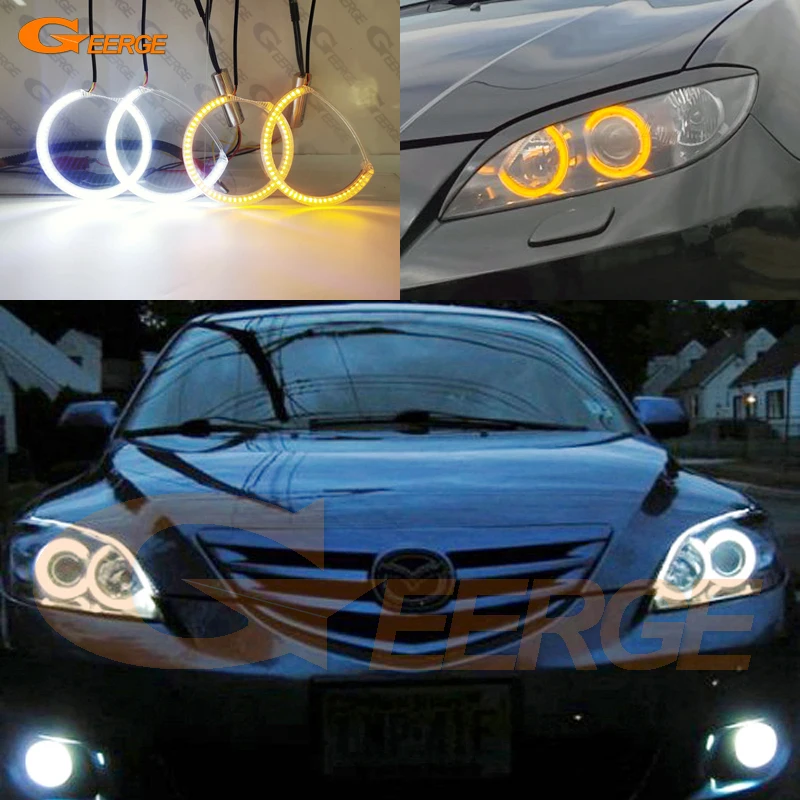 สําหรับ MAZDA 3 MAZDA3 BK 2003 2004 2005 2006 2007 2008 Ultra Bright A/W Switchback วันไฟเลี้ยว LED Angel Eyes Halo แหวน