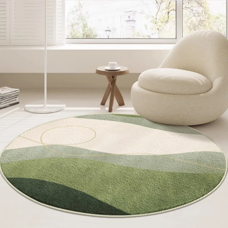 

Living Room Carpet Large Round Rug Bedroom Bedside Floor Mat Green Carpets Soft Fluffy Foot Mats Home Decoration Rugs 거실 라운드 카펫