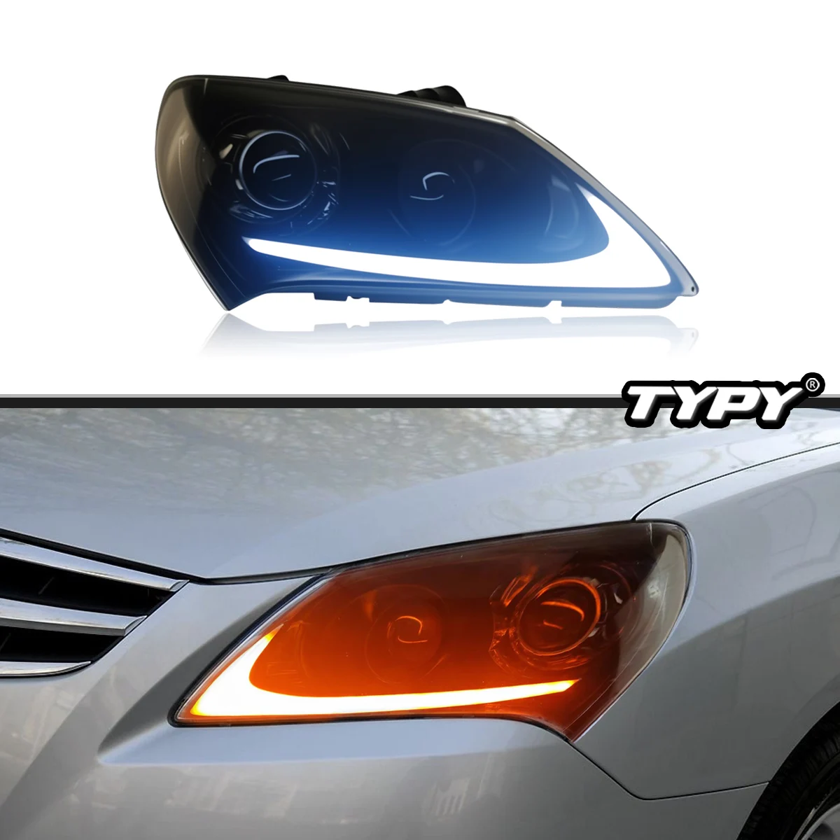 

TYPY новая светодиодная фара, обновленная, модифицированная для Hyundai Elantra, фара 2008-2010, динамический сигнал, автоаксессуары