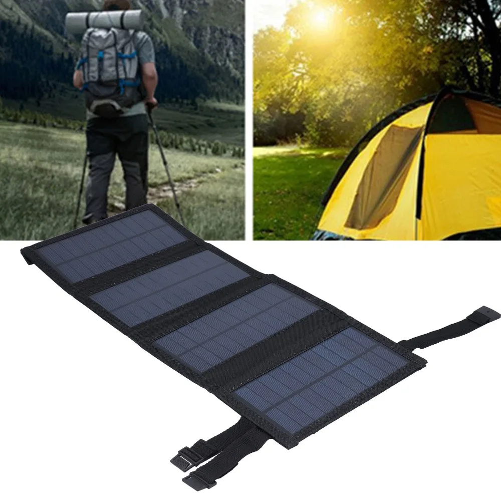 Polycrystalline Solar Panel 20W Waterproof Solar Charger High Conversion Rate 4 Fold Solar Cell Charger Outdoor Activities