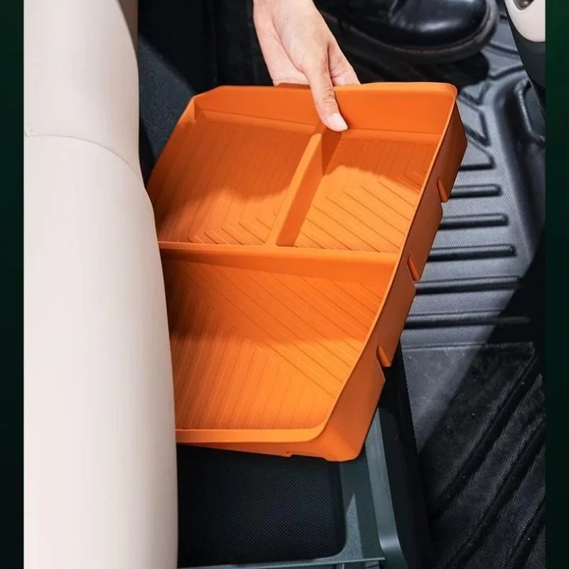 

For Xiaomi YU7 2025 Car Rear Row Under Seat Storage Box Silicone Pad Drawer Storage Organizer Protective Mat Car Accessories