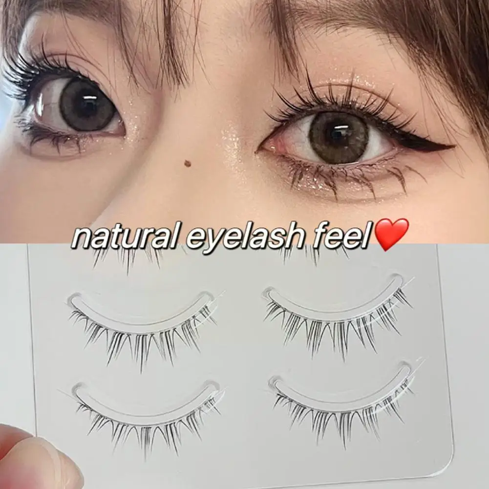 Pestañas postizas de girasol de estilo tailandés, maquillaje de fibra transparente, tallo Natural, Z0A6, 5 pares