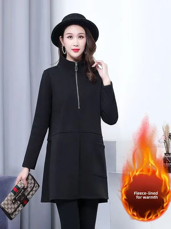 

Thiened Fce воротник-стойка с воротником-стойкой, повседневная теплая верхняя одежда для женщин больших размеров, осень-зима, модная корейская одежда