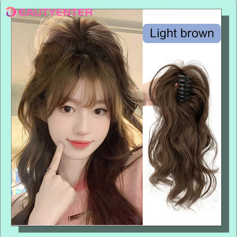 Synthetic Claw Clip Ponytail Hair Extensions Short Curly Natural Tail False Hair For Women Horse Tail Black Hairp