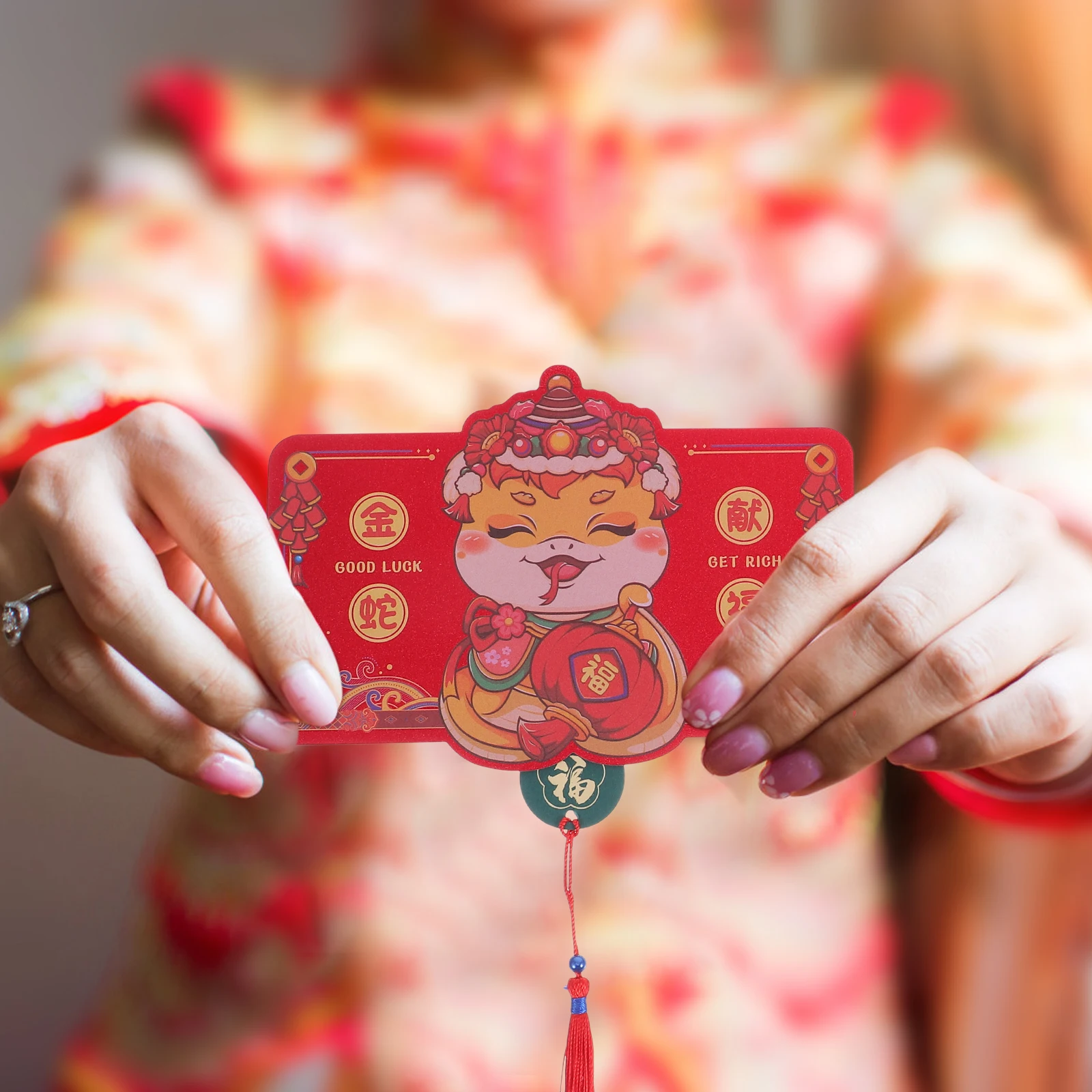 

2 Pcs Year of The Snake Red Envelope Chinese Wedding Envelopes New Money Lunar Calendar Hongbao Paper