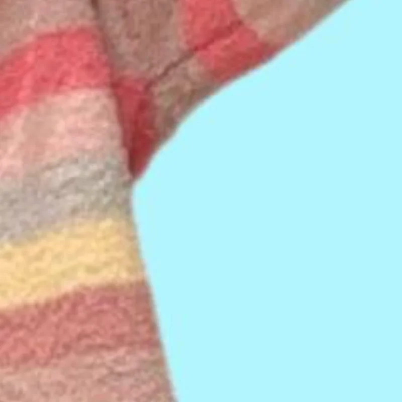 New Product Women Autumnwinter Fashion Soft Comfort Rainbow Striped Pajama Set Long Sleeve Sweet Thickened Warm Home Clothingset