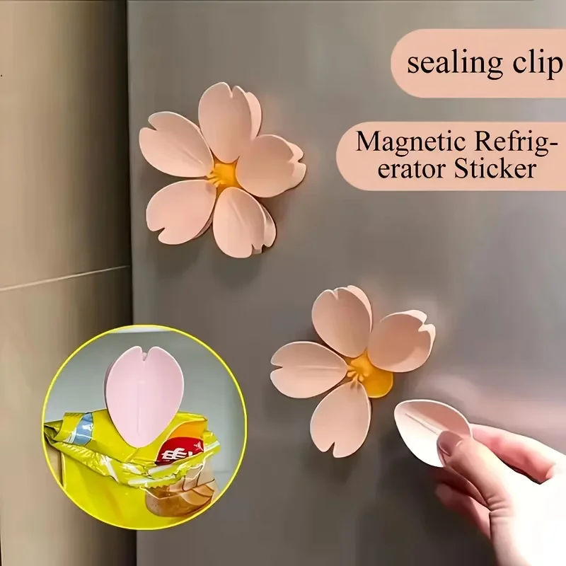 Sakura Magnetic Fridge Magnet Seal Clip Petal Sealing Clip Magnetic Fridge Sticker Snack Clip Flower Decoration Food Seal Clip