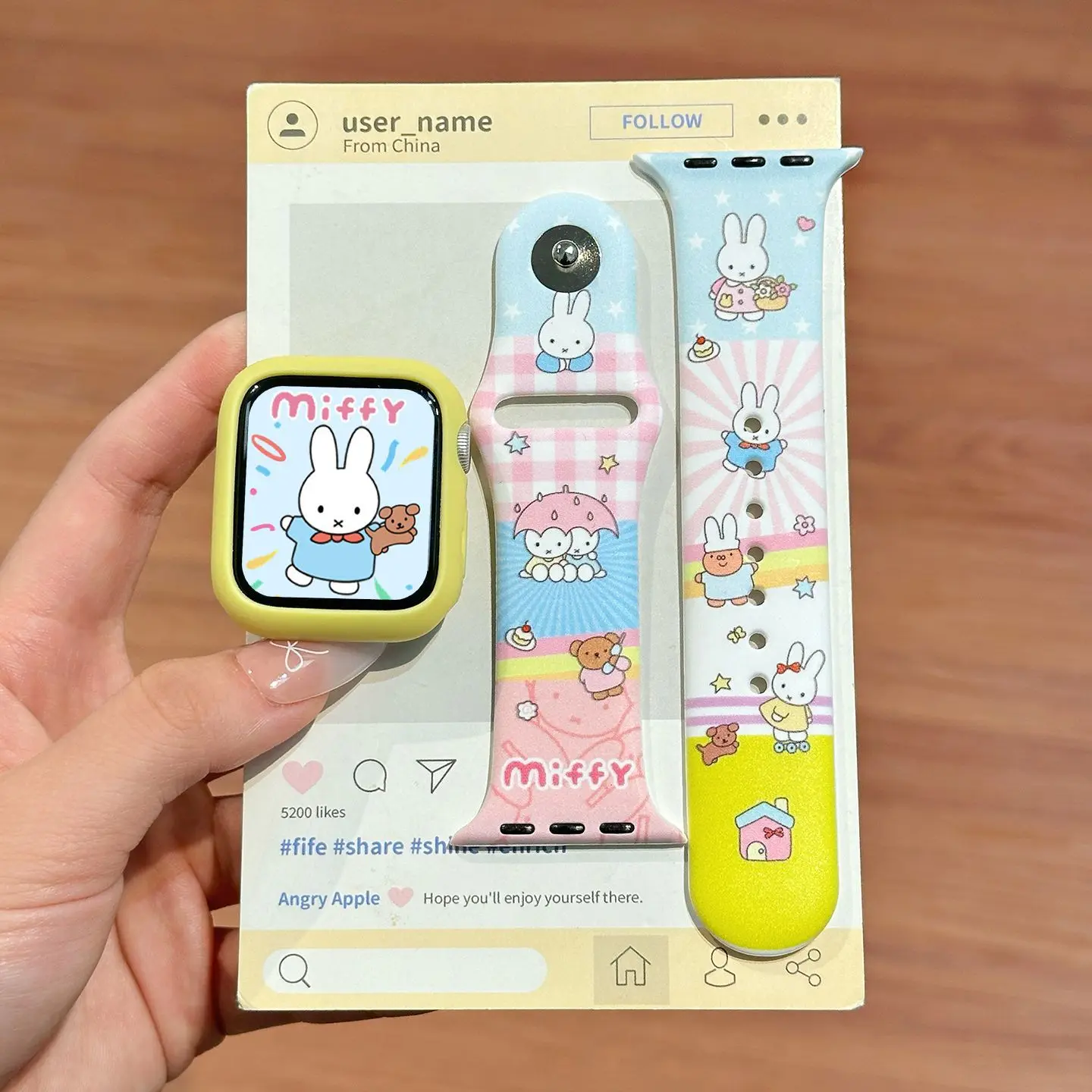 Dopamine Color Miffy Silicone Watch Band Cute For Girls Compatible Apple Watch S11/S10/9/8 Iwatch Replacement Strap Cartoon Cute - view 3