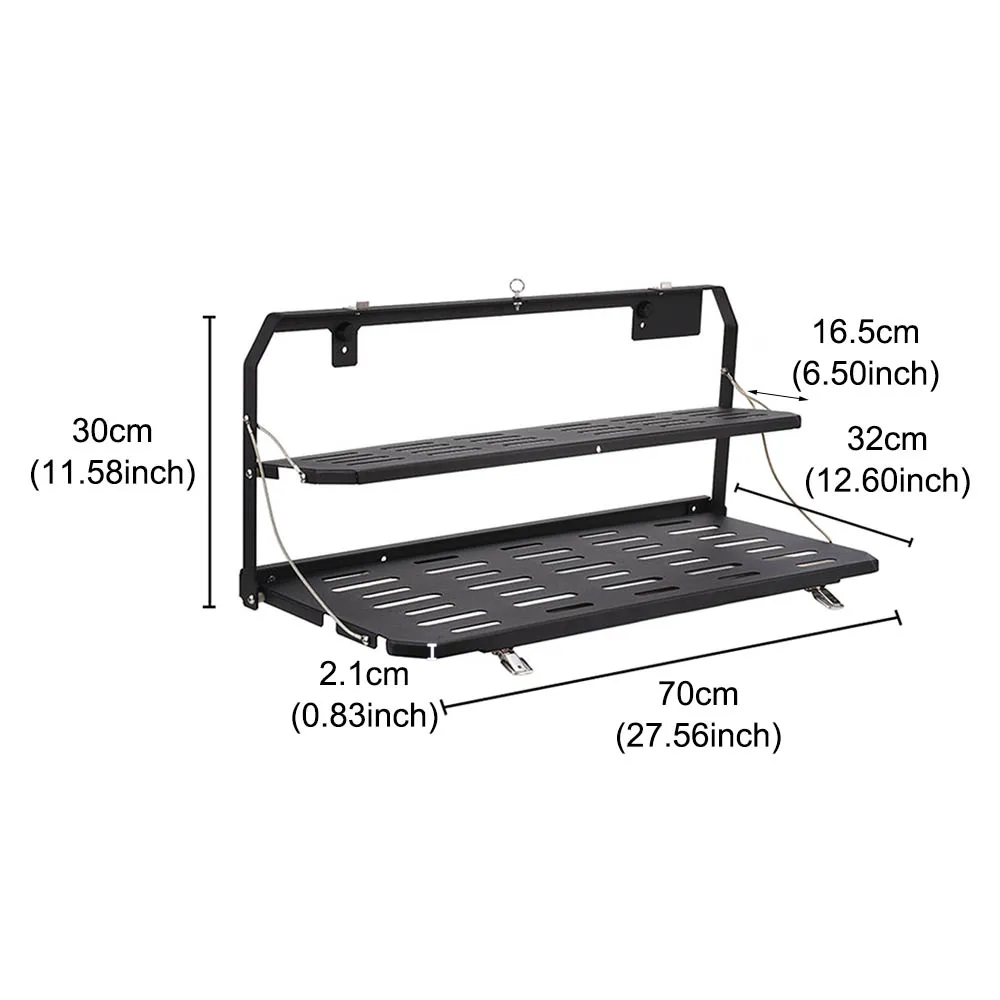 Double-Layer Foldable Tailgate Table Rear Door Table Storage Cargo Shelf Holder Carrier fit for 2018-2022 Jeep Wrangler JL