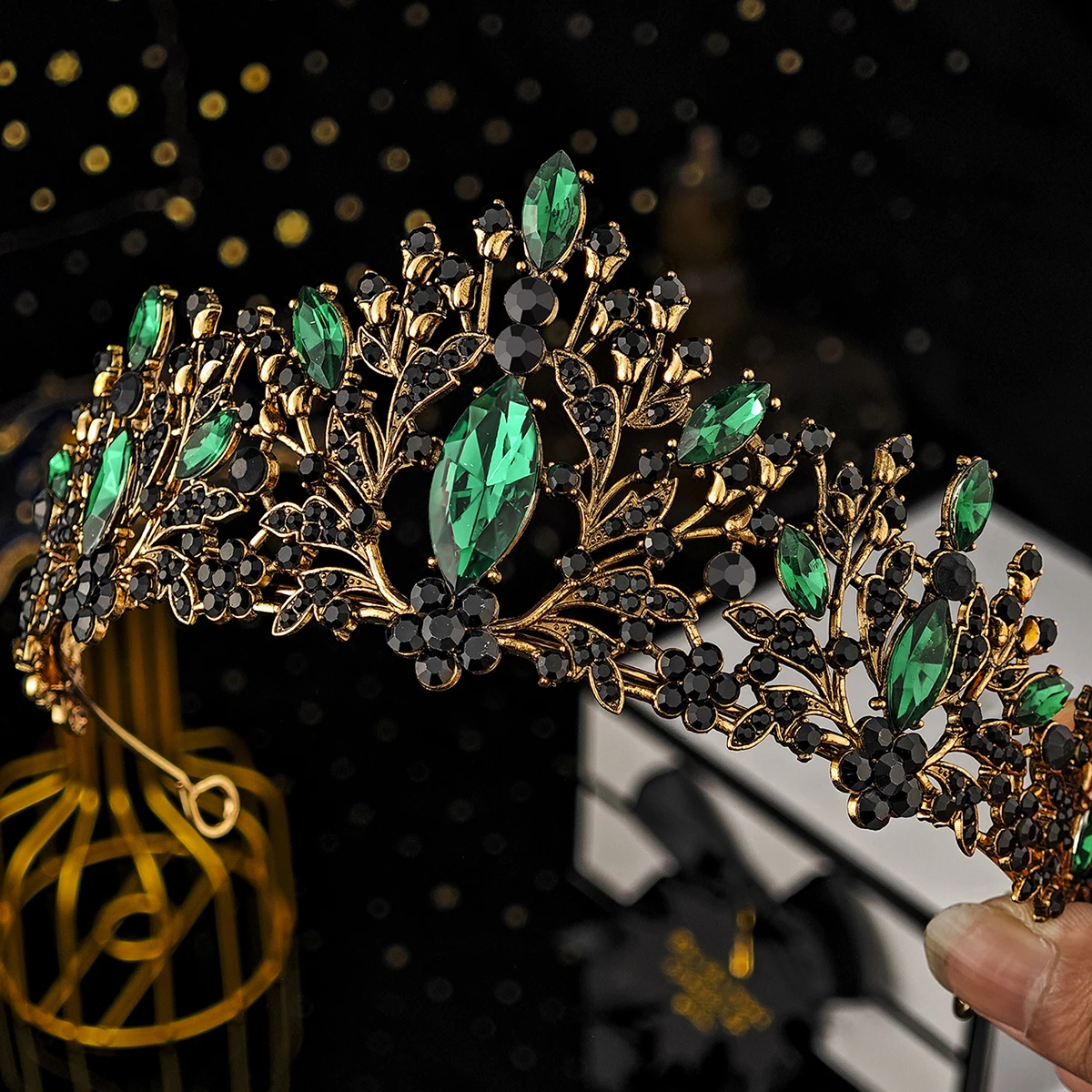 Luxus Kristall Strass Krone Krone Mode handgemachte Tiara für Frauen klassische Prinzessin Haarschmuck für wichtige Anlässe – Detail 9
