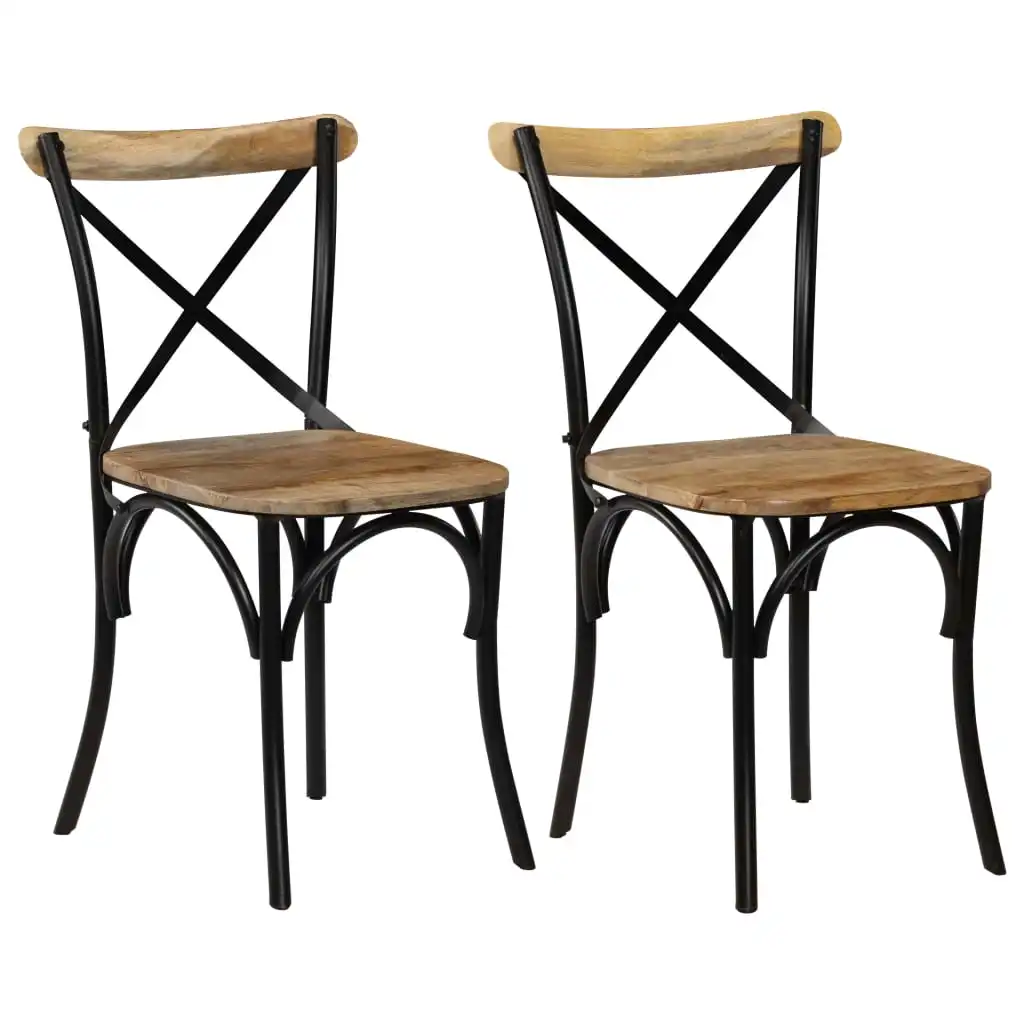 vidaXL Cross Chairs 2 pcs Black Solid Mango Wood  Living room furniture/chairs