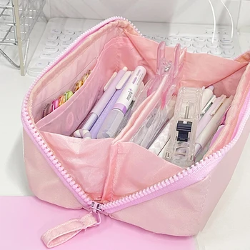 대용량 연필 가방, 미적인 학교 큰 주머니, 소녀 귀여운 문구 거치대 가방, 어린이 펜 케이스, 학생 학용품 
