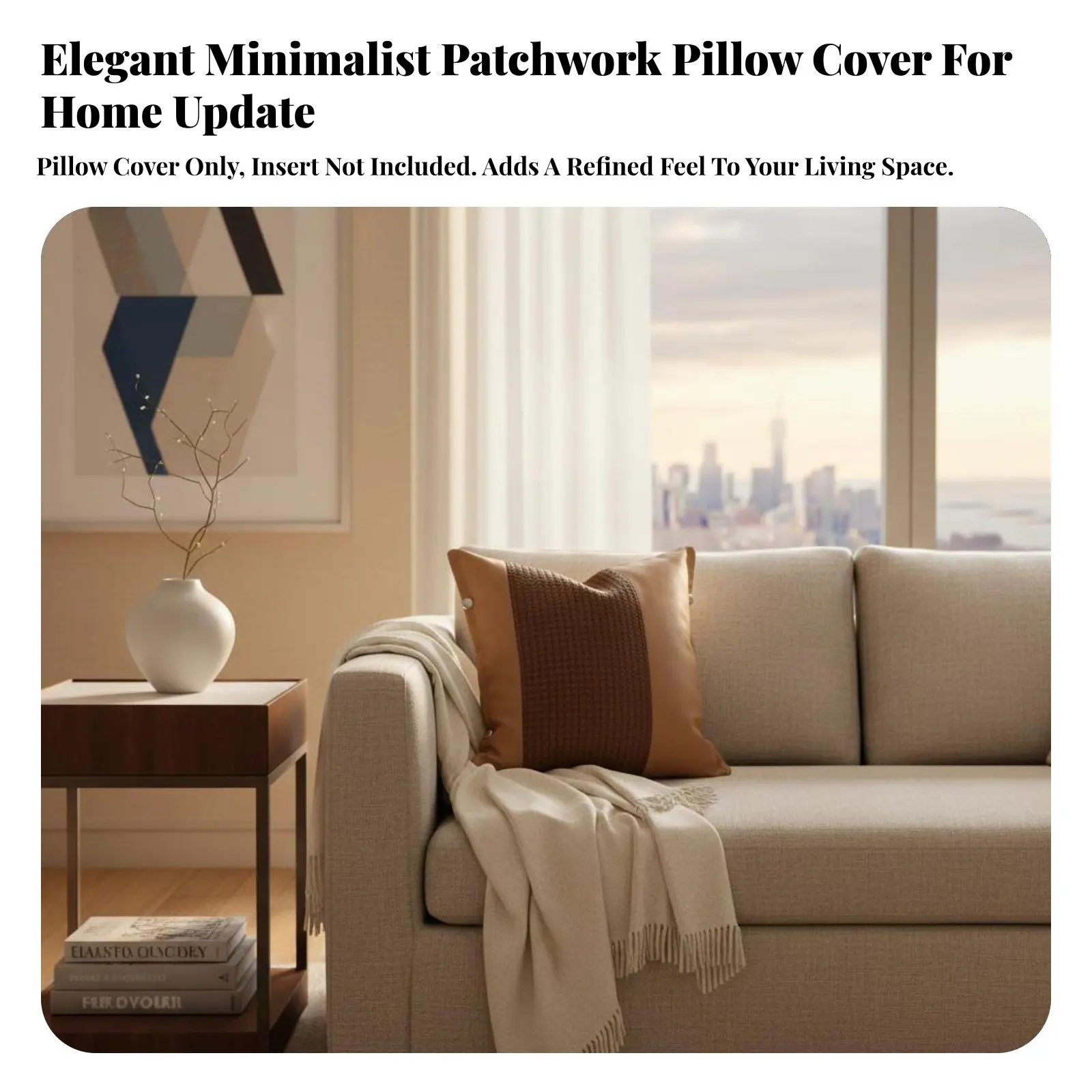 

Geometric Leather Woven Pillow Cover, Modern Minimalist Brown Patchwork, Decorative Pillowcase for Home, Hotel Soft Furnishing