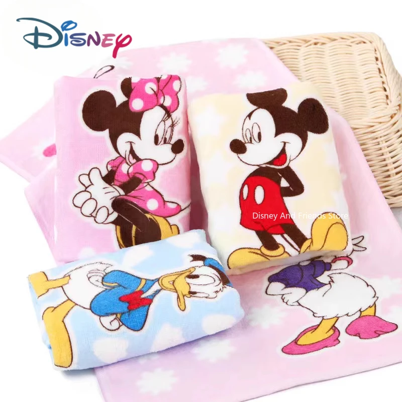 Disney Minnie Mickey Cartoon Gauze Towel Cotton Children's Printed Cute Towel Donald Duck Washcloth Absorbent Friend Gift